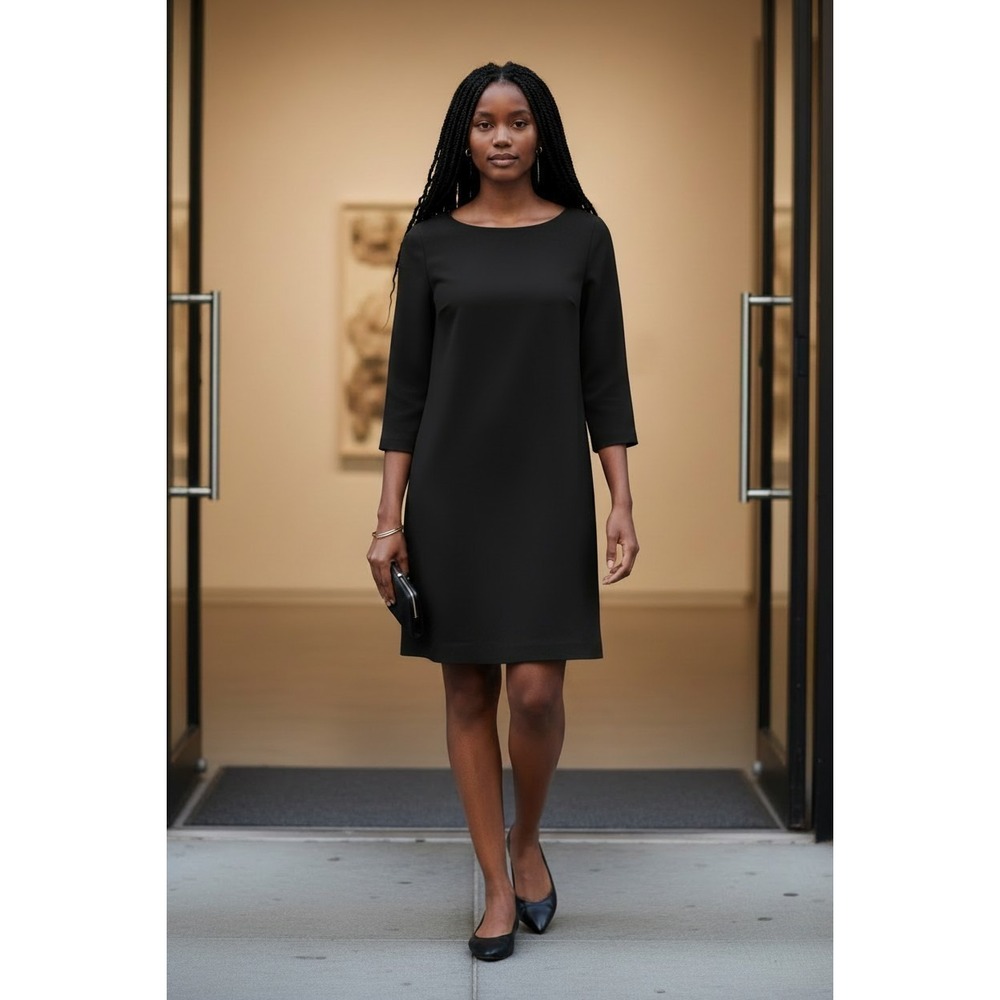Lauren Ralph Lauren Black Sheath Dress 10 Scoop Neck Minimalist Quiet Luxury